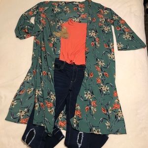 Teal kimono duster 2X perfect paired w/jeans-short
